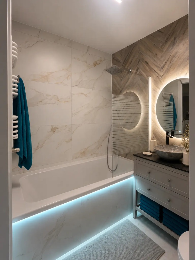 Modern bathroom with bathtub